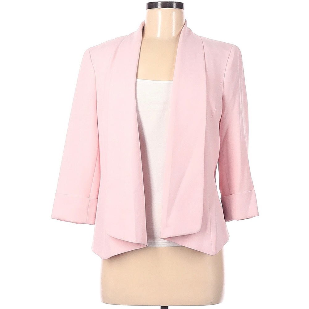 Jones Studio Separates Pink 3/4 Sleeve Front Lapel Business Blazer Outwewear